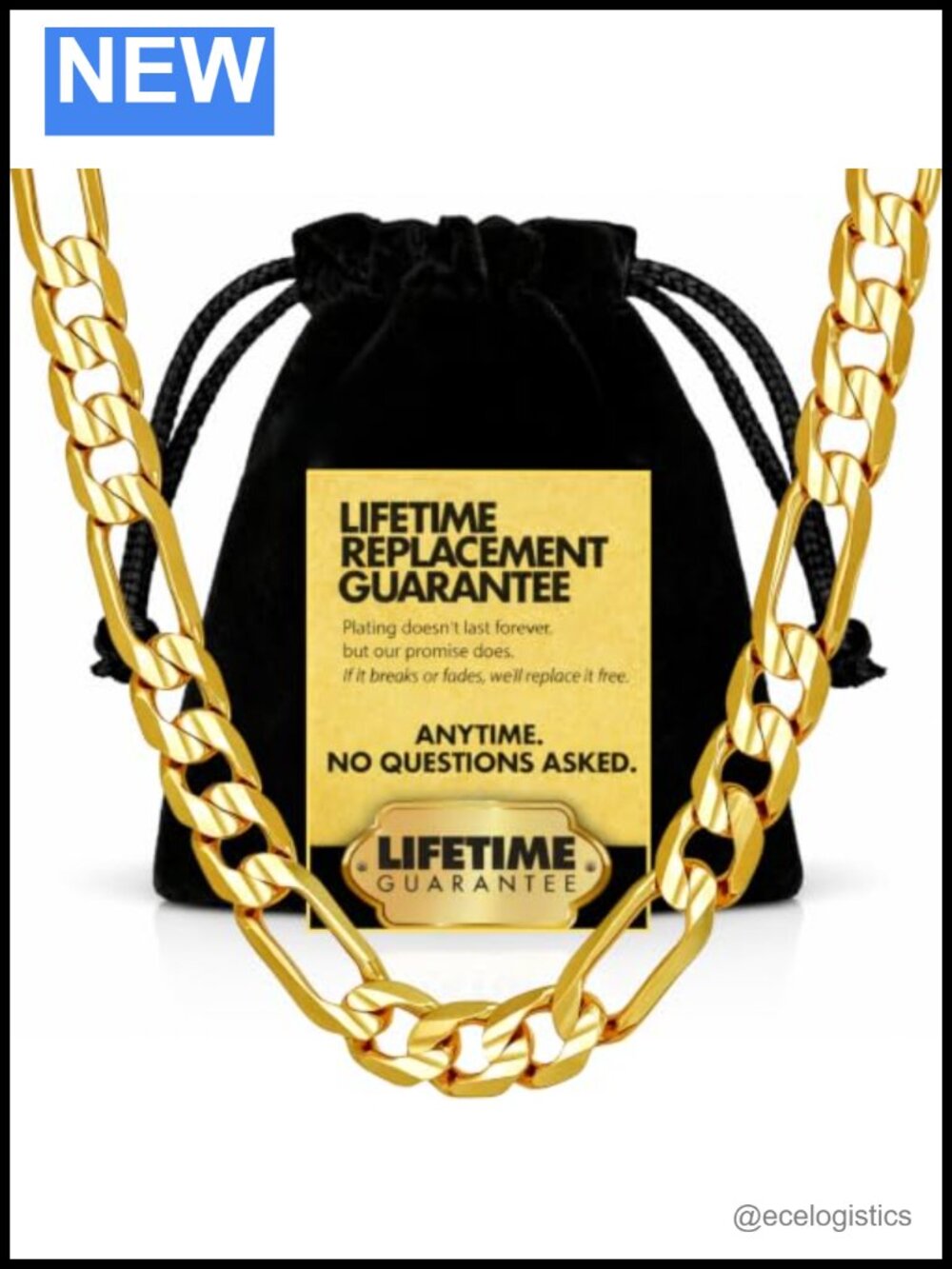 7mm 24k Gold Plated Figaro Chain Necklace Diamond Cut Solid Brass 20"